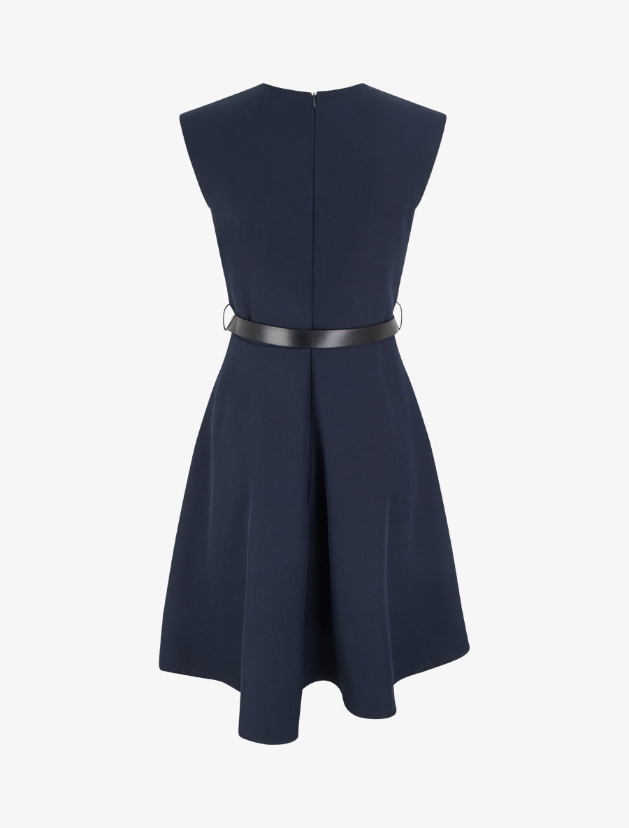 Robe patineuse sans manches à col cache-coeur - Marine - 2