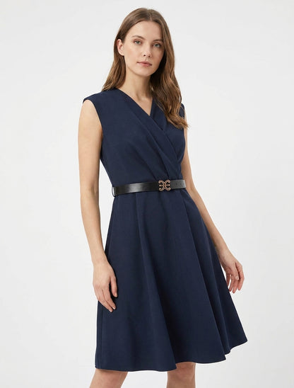 Robe patineuse à ceinture - Marine