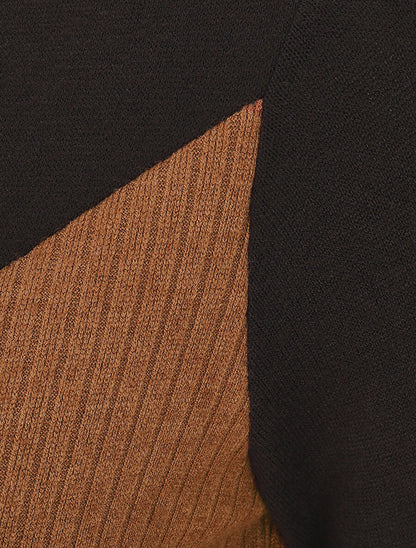 Pull bimatière à encolure zippée - Camel - 3