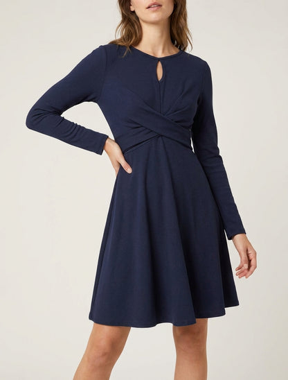 Robe patineuse col ajouré - Marine