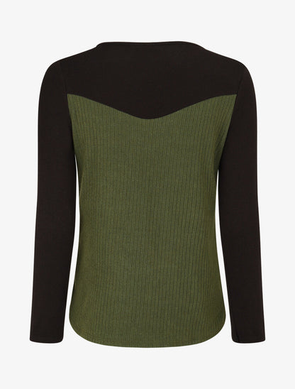 Pull bimatière à encolure zippée - Vert - 2