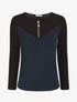 Pull bimatière à encolure zippée - Marine - 4