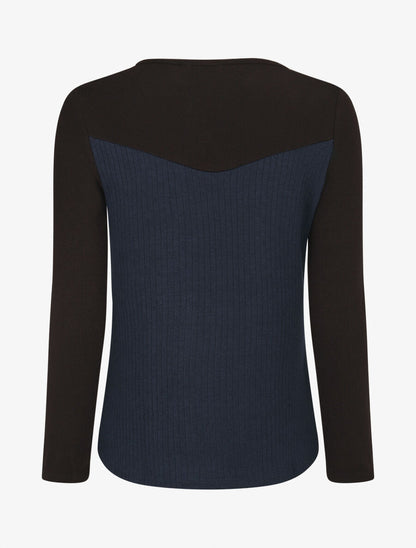 Pull bimatière à encolure zippée - Marine - 2