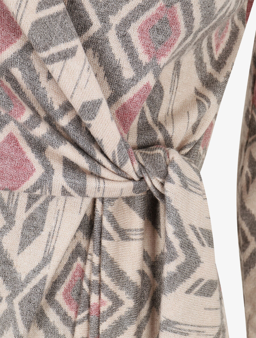 Pull fin à nouer imprimé losanges - Gris - 3