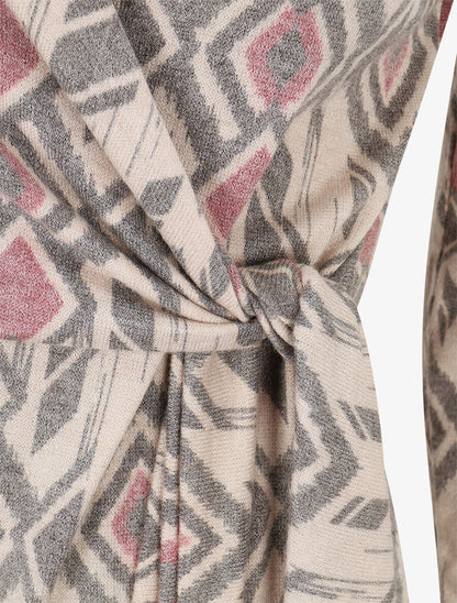 Pull fin à nouer imprimé losanges - Gris - 3
