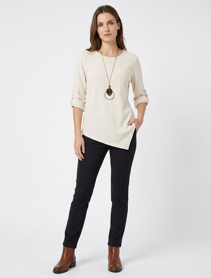 Pull asymétrique à encolure ronde - Crème