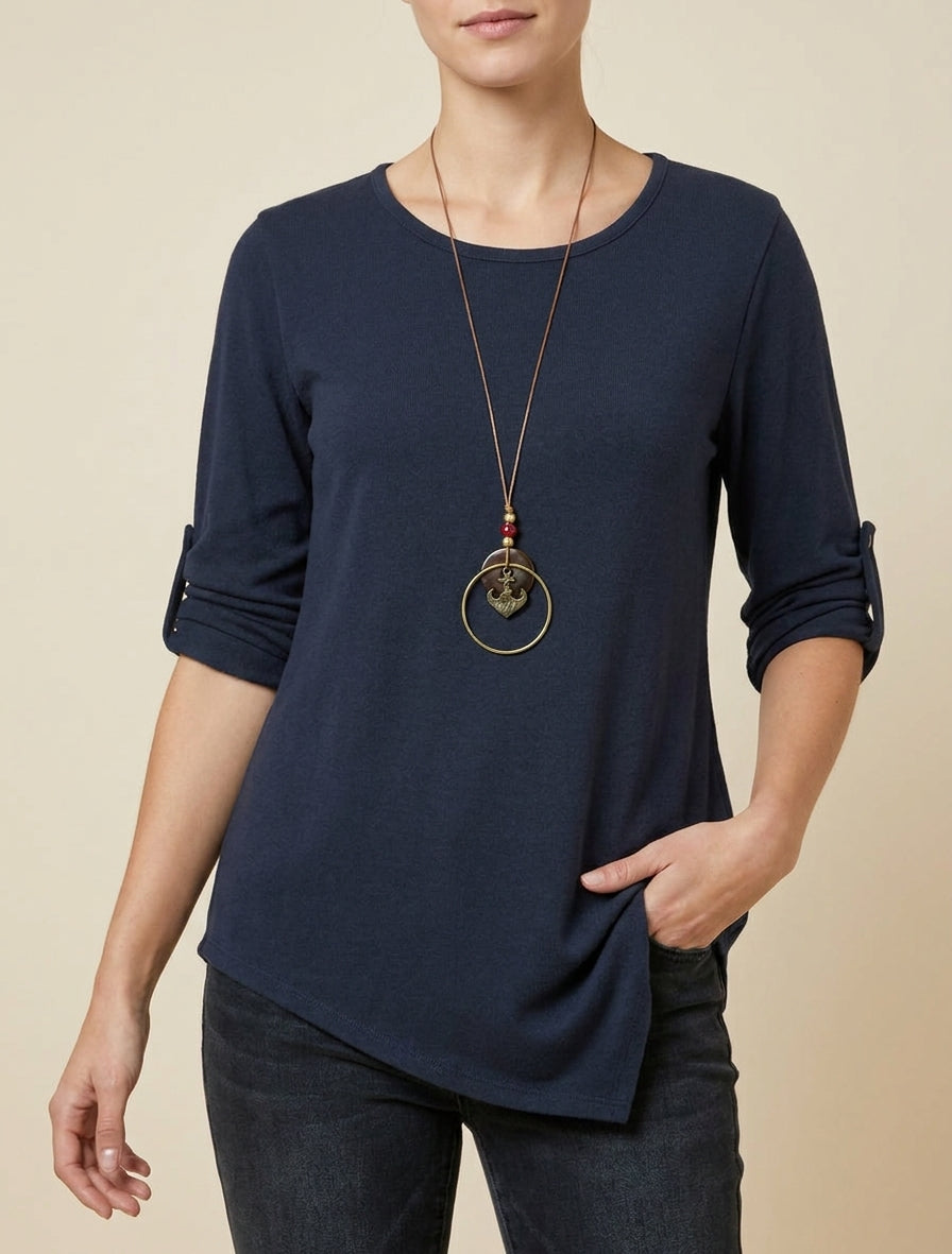 Pull asymétrique coupe droite - Marine