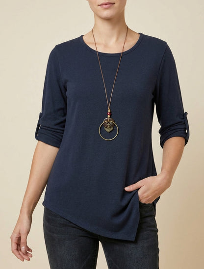 Pull asymétrique coupe droite - Marine