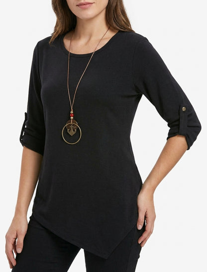 Pull asymétrique à encolure ronde - Noir