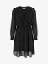 Robe évasée en voile à col cache-coeur - Noir - 1