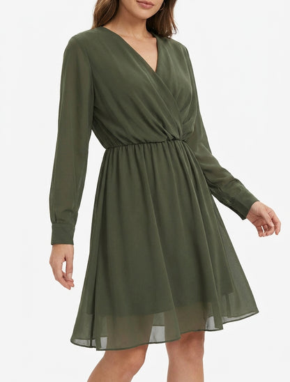Robe évasée à manches transparentes - Kaki