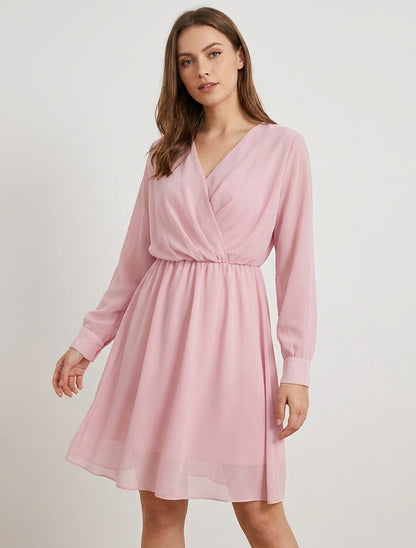 Robe évasée à manches transparentes - Rose