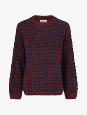 Pull ample en mohair mélangé à motif style écaille - Lie de vin - 1