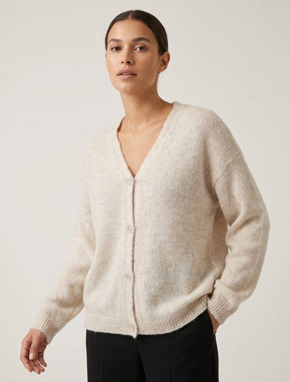 Gilet mohair boutonné ample - Écru