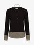 Pull droit côtelé à bords stylisés - Noir - 4
