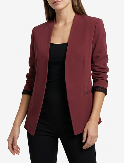 Veste droite à poignets dentelle - Bordeaux