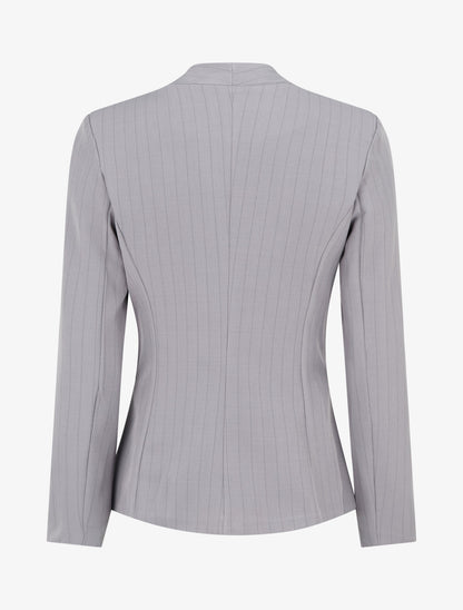Blazer rayé à col droit - Gris - 2