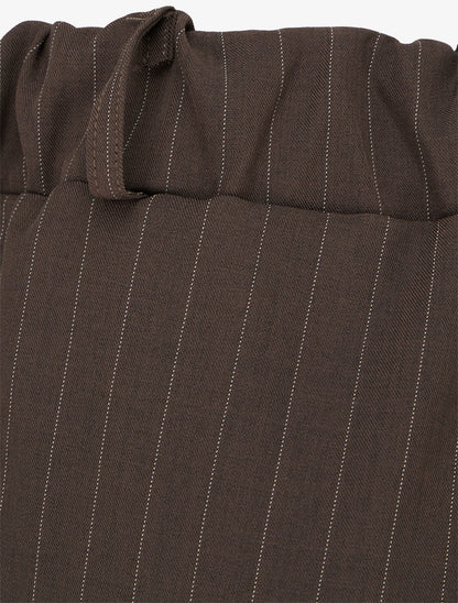 Pantalon rayé à taille élastiquée - Marron - 3