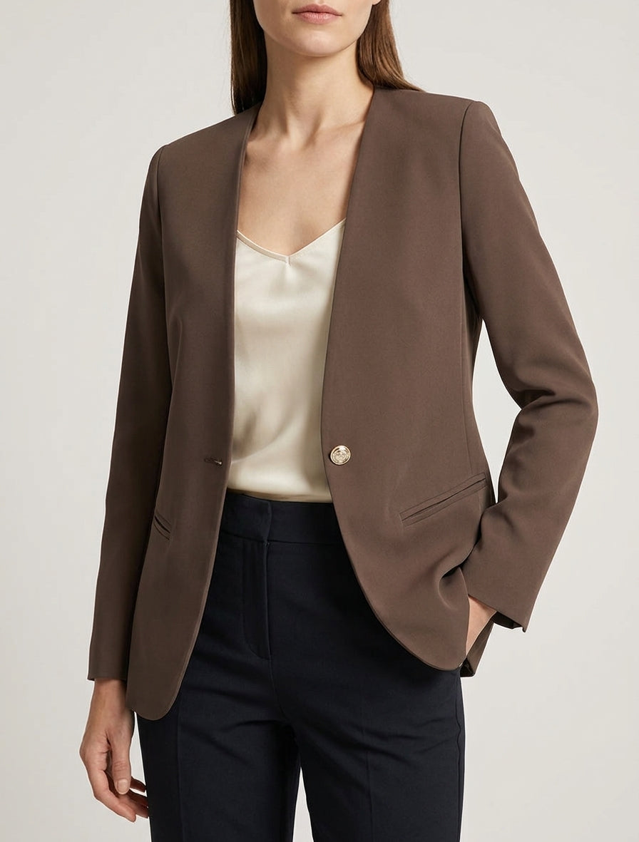 Blazer droit à épaulettes - Marron