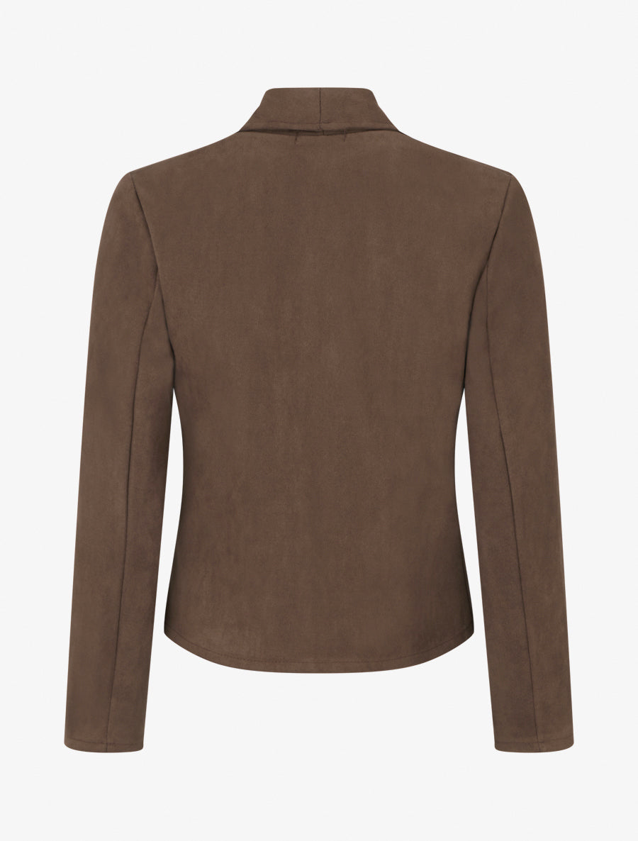Veste en suédine à fermeture zippée - Marron - 2