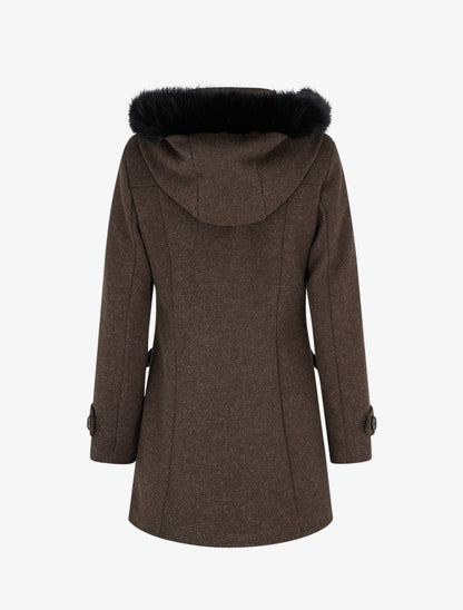 Duffle-coat uni à capuche - Marron - 2