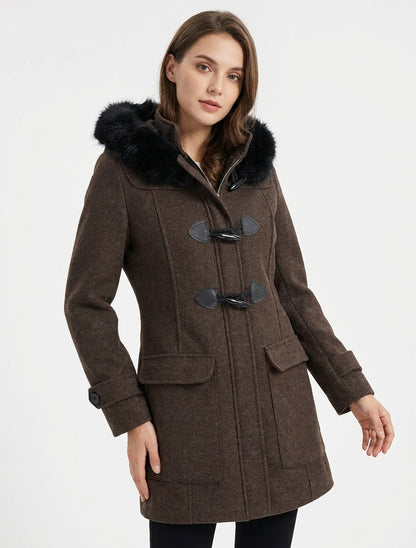 Duffle-coat à brandebourgs capuche - Marron