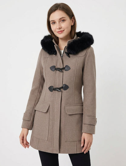 Duffle-coat à brandebourgs capuche - Taupe