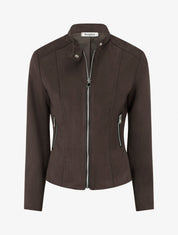 Veste en suédine cintrée zippée - Marron