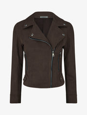 Veste droite en suédine à col cranté - Marron