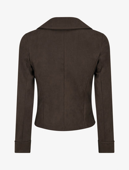 Veste droite en suédine à col cranté - Marron