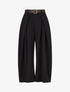 Pantalon taille haute coupe ample à plis - Noir - 1
