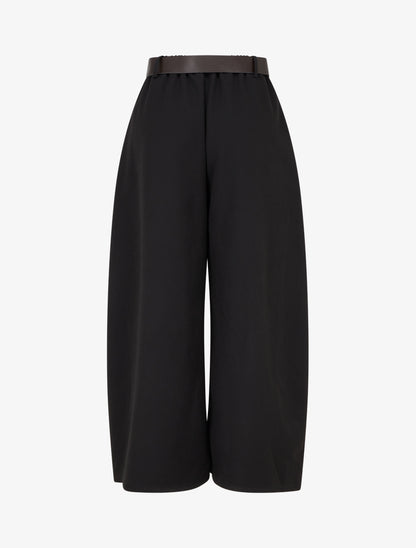 Pantalon taille haute coupe ample à plis - Noir - 2