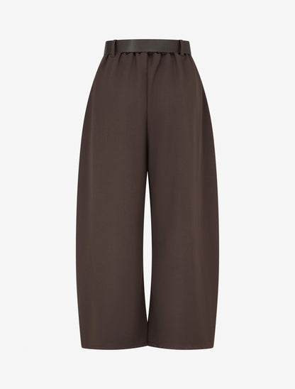 Pantalon taille haute coupe ample à plis - Chocolat - 2