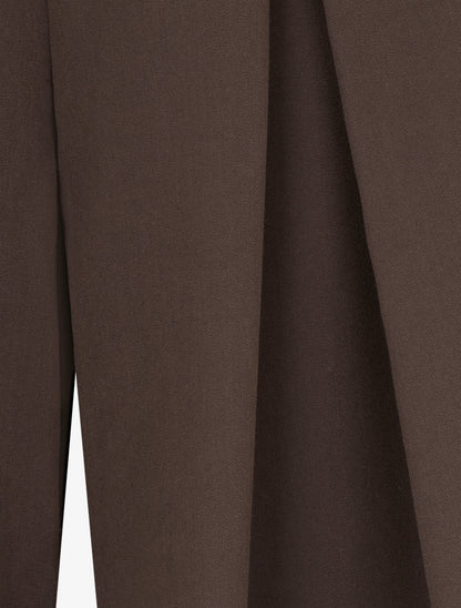 Pantalon taille haute coupe ample à plis - Chocolat - 3