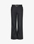 Pantalon droit uni en simili - Noir - 1