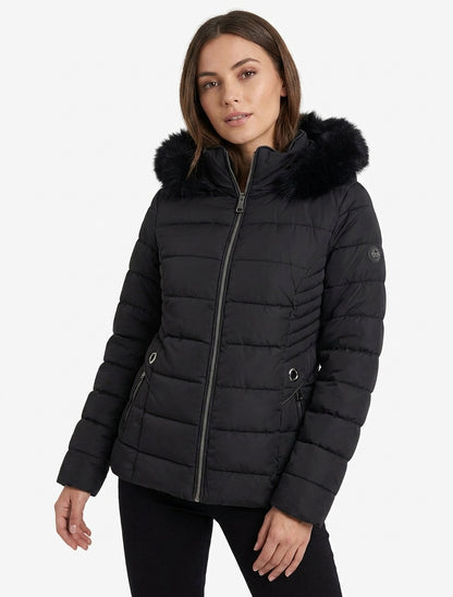 Doudoune matelassée à capuche amovible - Noir