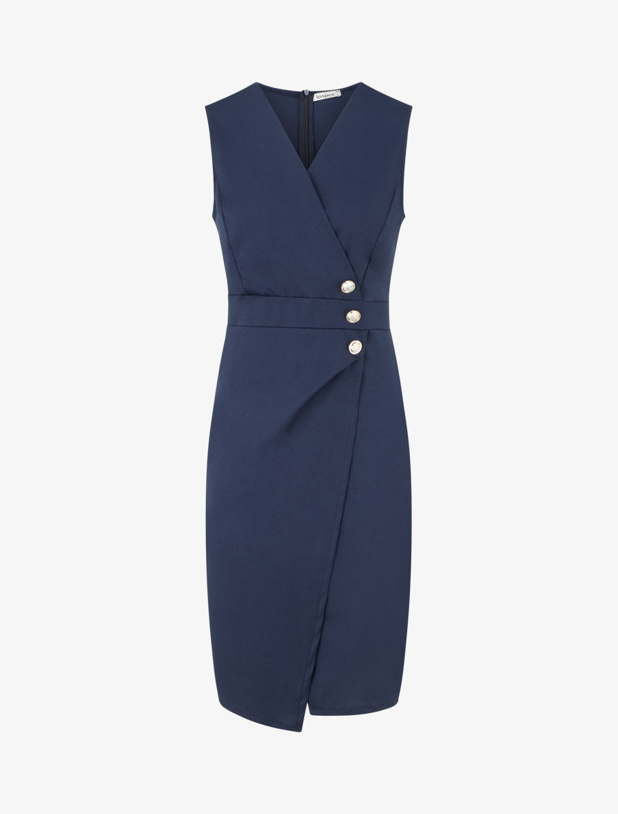 Robe portefeuille sans manches - Marine - 1