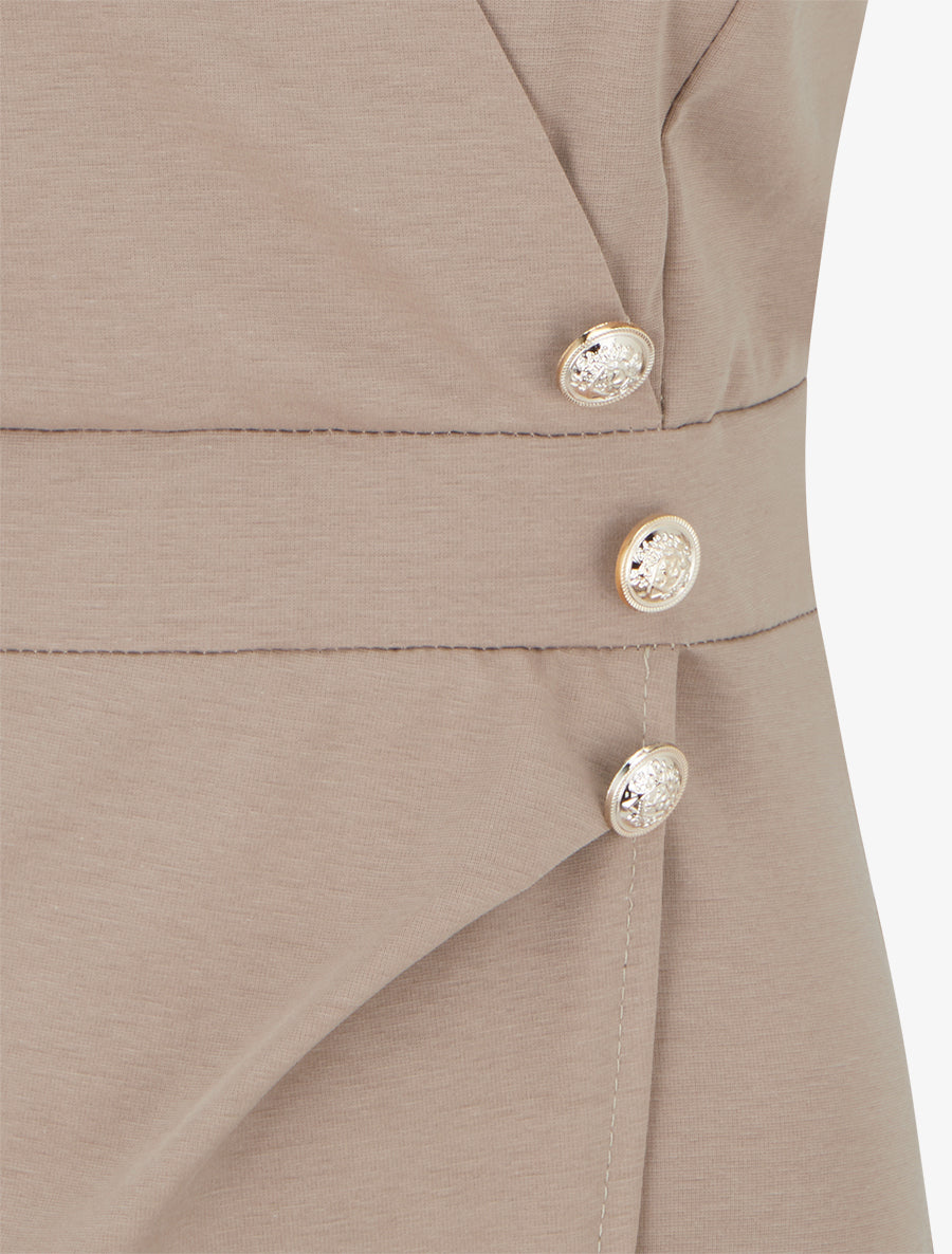 Robe portefeuille sans manches - Taupe - 3