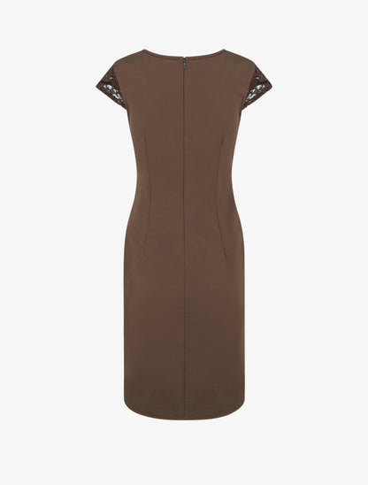 Robe portefeuille à buste dentelle - Marron - 2
