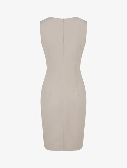 Robe cache-coeur sans manches à boutons décoratifs - Taupe - 2