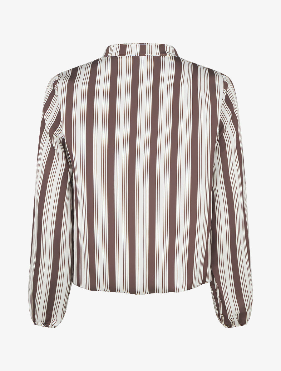 Blouse rayée satinée coupe boule - Marron - 2