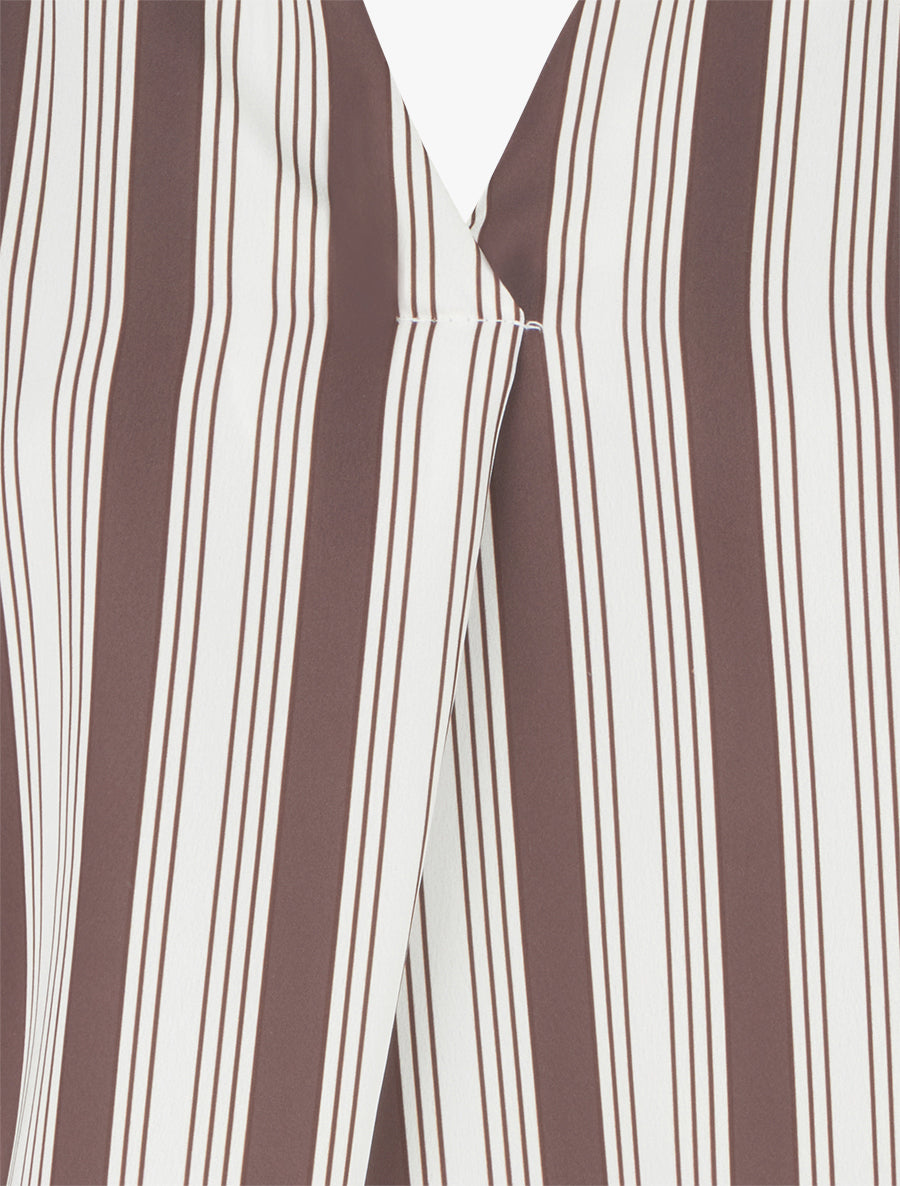Blouse rayée satinée coupe boule - Marron - 3