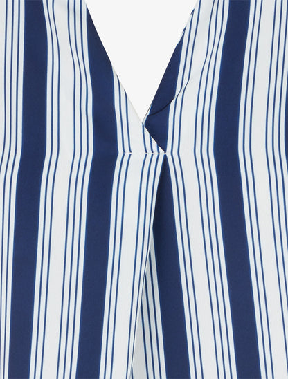 Blouse rayée satinée coupe boule - Marine - 3