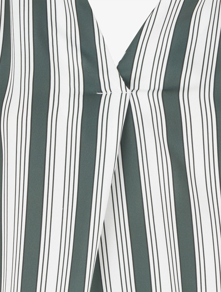 Blouse rayée satinée coupe boule - Kaki - 3