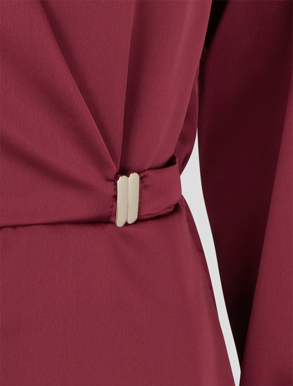 Blouse satinée à taille élastiquée - Bordeaux - 3