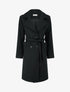 Manteau long croisé en laine mélangée - Noir - 1