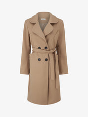 Manteau long croisé en laine mélangée - Camel - 1