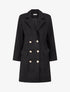 Manteau droit croisé en laine mélangé - Noir - 1