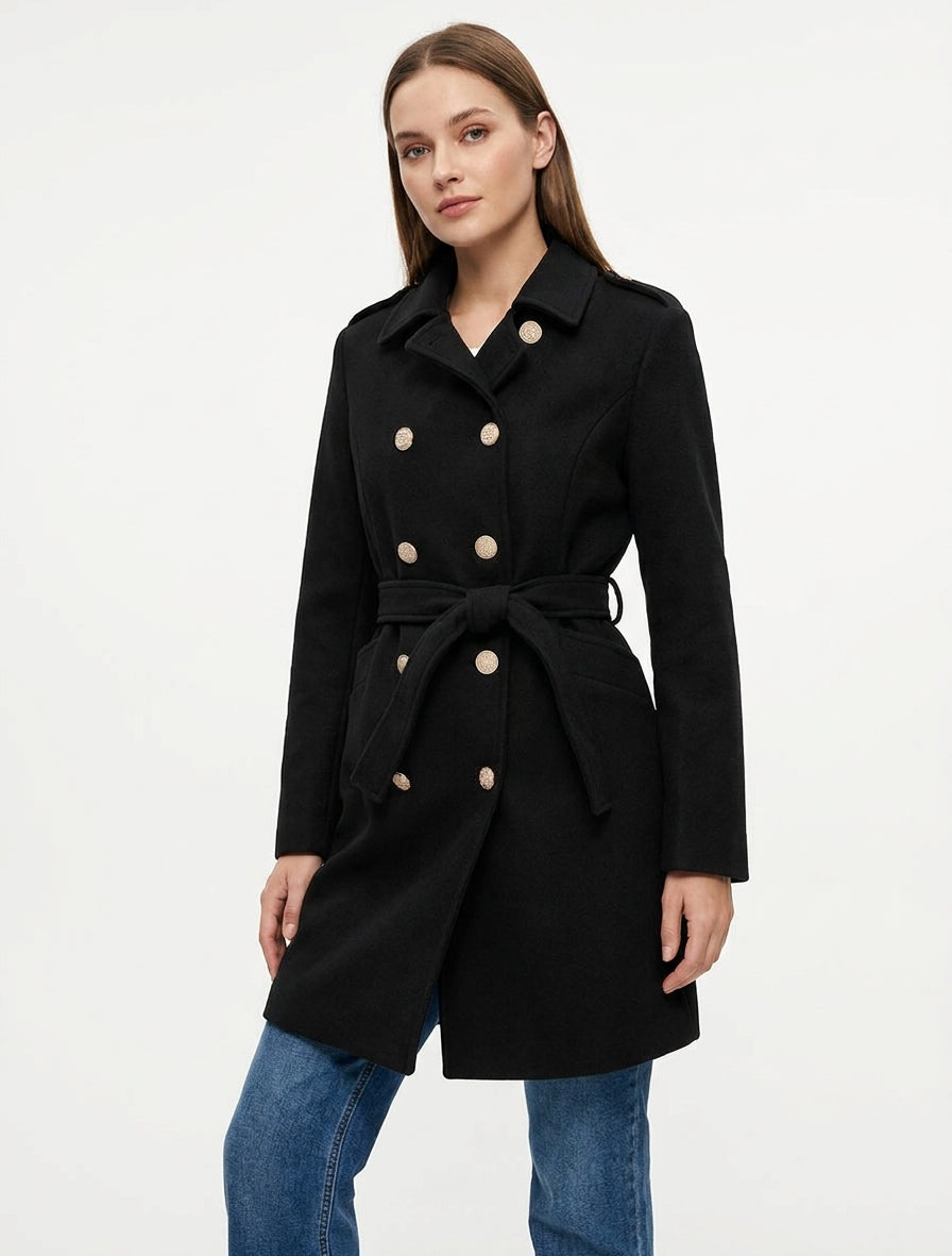 Manteau officier à épaulettes - Noir