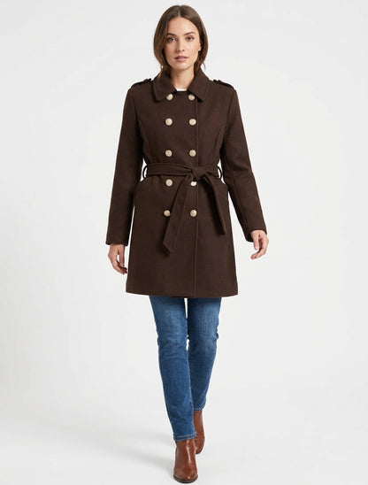 Manteau officier à épaulettes - Marron